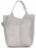 Kožené kabelka shopper bag Genuine Leather světle šedá 777